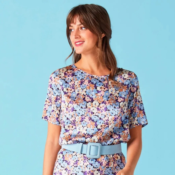 Souleiado Elise Florentine Ciel Blouse, size Small - Picture 1 of 13